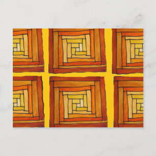 Carte Postale motif marron art déco rétro carré