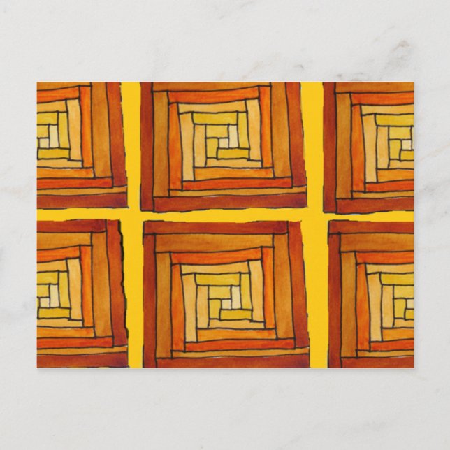 Carte Postale motif marron art déco rétro carré (Devant)