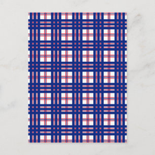 Carte Postale Motif Mod Plaid Rouge Blanc Bleu