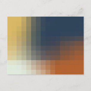 Carte Postale Motif moderne tendance orange bleu jaune beige