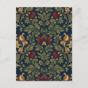 Carte Postale Motif Navy Grenade Florale William Morris