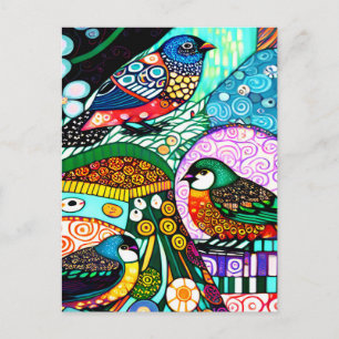 Carte Postale Motif oiseaux modernes gras