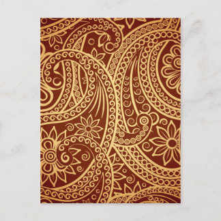 Carte Postale Motif or et cachemire rouge