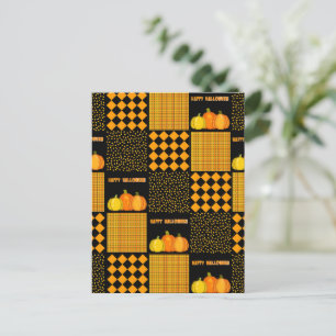 Carte Postale Motif Patchwork Citrouille Halloween