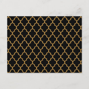 Carte Postale Motif Quatrefoil Noir Or