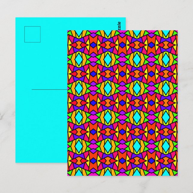 Carte Postale Motif Répétitif Géométrique Patchwork Couleurs de  (Devant / Derrière)