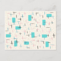 Carte postale Motif Retro Atomic Turquoise