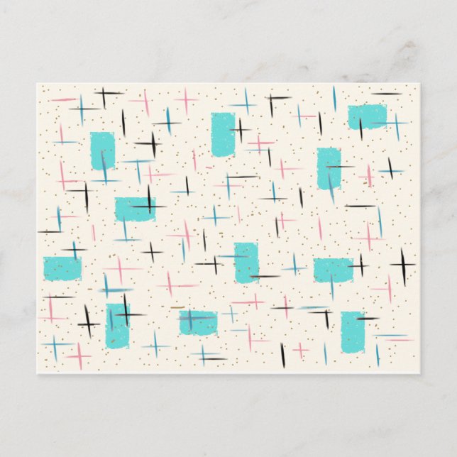 Carte postale Motif Retro Atomic Turquoise (Devant)