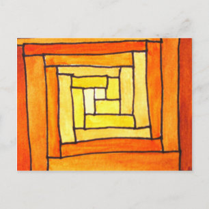 Carte Postale motif rétro jaune carré Art déco