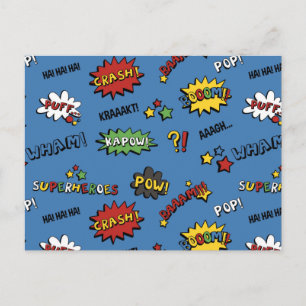 Carte Postale Motif Retro Superhero Enfants