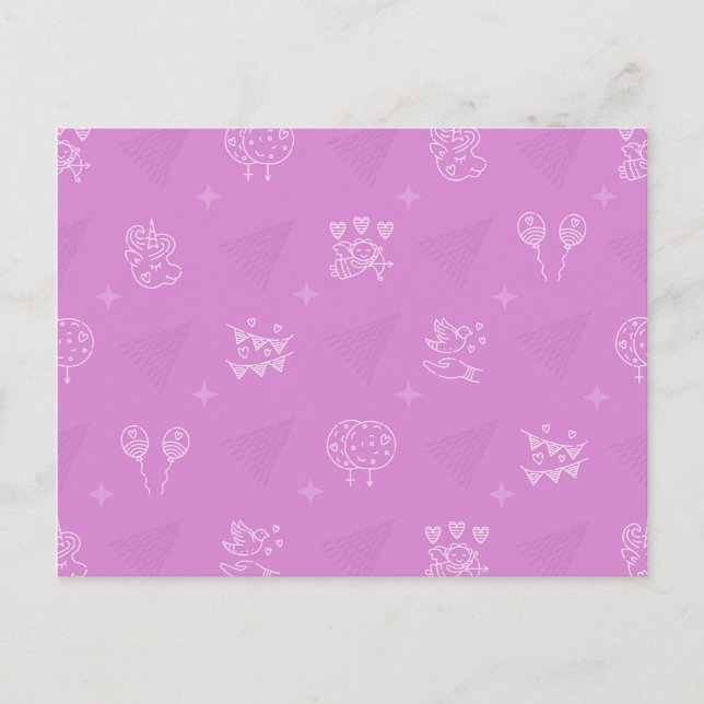 Carte Postale Motif romantique rose transparent (Devant)