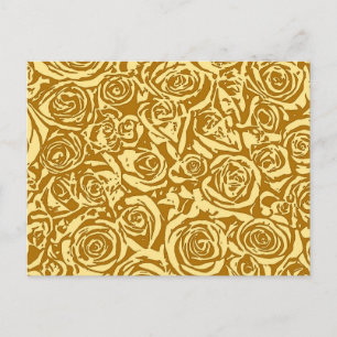 Carte Postale Motif Rose Abstrait moderne, Jaune de moutarde