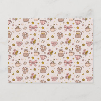 Carte Postale Motif sans couture de café boho