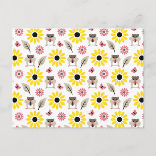 Carte Postale Motif sans couture Hamster & Tournesol