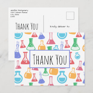 Carte Postale Motif scientifique de béchers et de flacons Merci