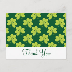 Carte Postale Motif  Shamrock de trèfle vert mignon Merci