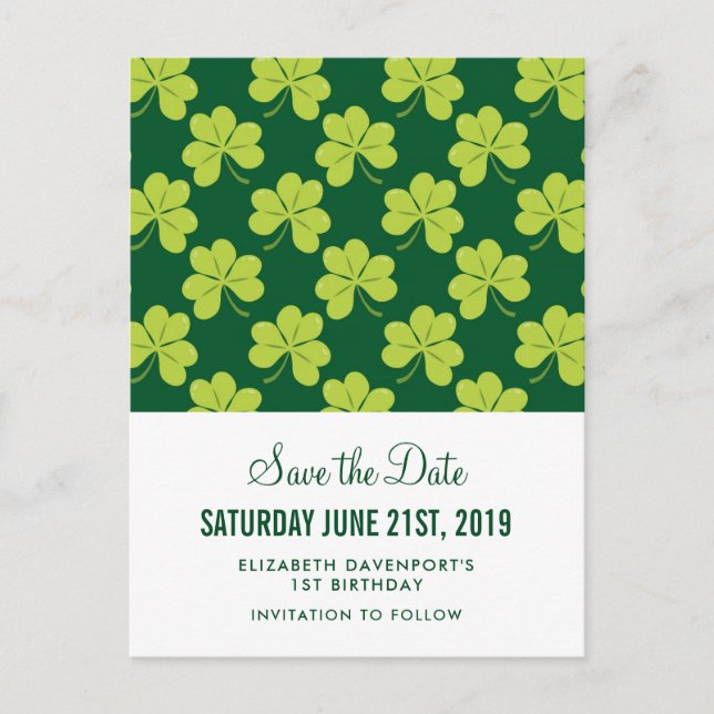 Carte Postale Motif Shamrock de trèfle vert mou Enregistrer la d (Devant)