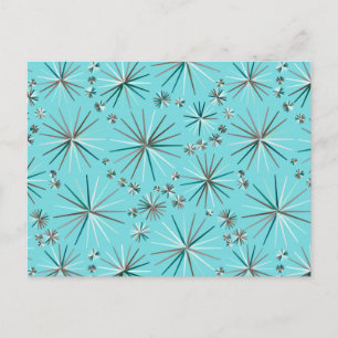 Carte Postale Motif Spoutnik du milieu du siècle, Bleu des Oeufs