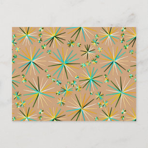 Carte Postale Motif Spoutnik Du Milieu Du Siècle, Taupe Tan