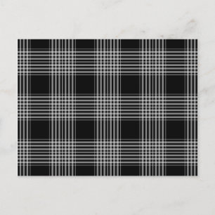 Carte Postale Motif Tartan noir et blanc