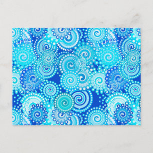 Carte Postale Motif tourbillon fractal, bleu cobalt