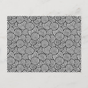 Carte Postale Motif tourbillon japonais - blanc et noir