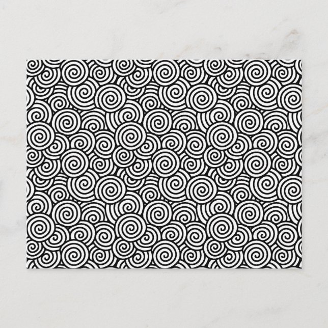 Carte Postale Motif tourbillon japonais - blanc et noir (Devant)