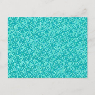 Carte Postale Motif tourbillon japonais - turquoise et aqua