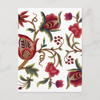 Carte Postale Motif traditionnel de broderie jacobéenne