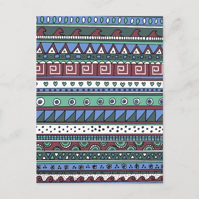 Carte Postale Motif tribal bleu (Devant)