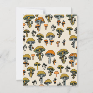 Carte Postale Motif vintage de champignons