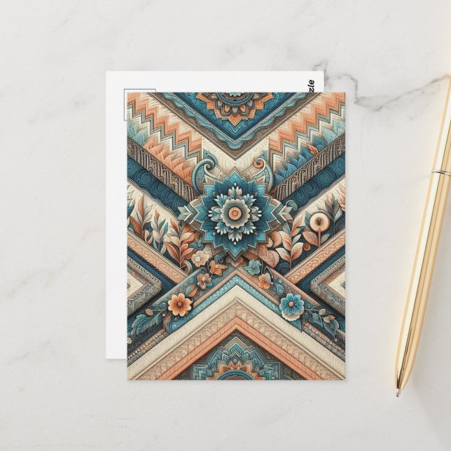 Carte Postale Motifs complexes (Devant/Arrière en situation)