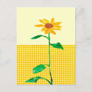 Carte Postale Motifs Gingham de tournesol aquarelle artistique