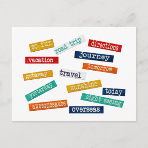 Carte Postale Motivation amusante Vacances Voyage Mots