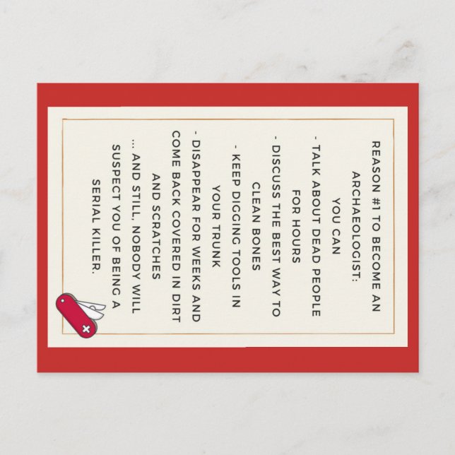 Carte Postale Motivation de l'archéologue du mal (Devant)