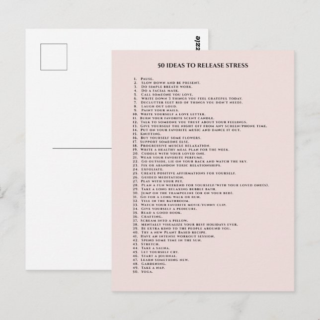 Carte Postale Motivation de soins personnels rose carmin (Devant / Derrière)