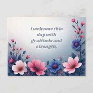 Carte Postale Motivation florale colorée Gratitude et force