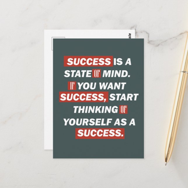 Carte Postale Motivational cite le succès dans la vie (Devant/Arrière en situation)