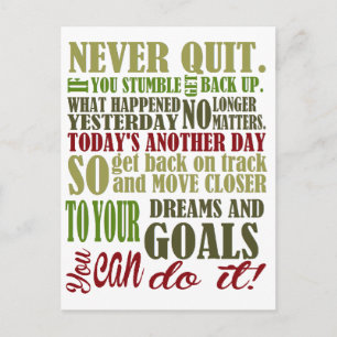 Carte Postale Motivational: Never Quit