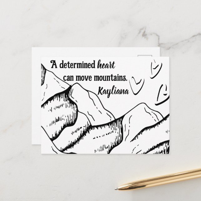 Carte Postale Motivationnel Déterminé Déplacement cardiaque Mont (Devant/Arrière en situation)