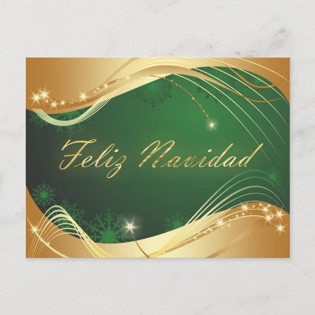 Carte Postale Motivo dorado de Navidad con fondo verde (Devant)