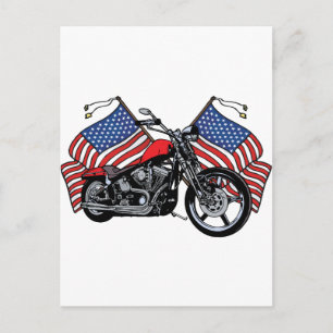 Carte Postale Moto American Flags