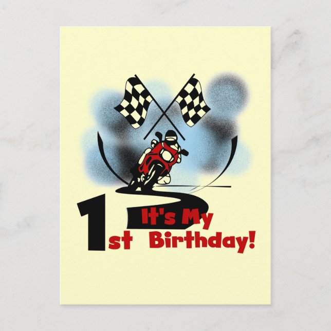 Carte Postale Moto Racing 1er Anniversaire Tshirts et cadeaux (Devant)