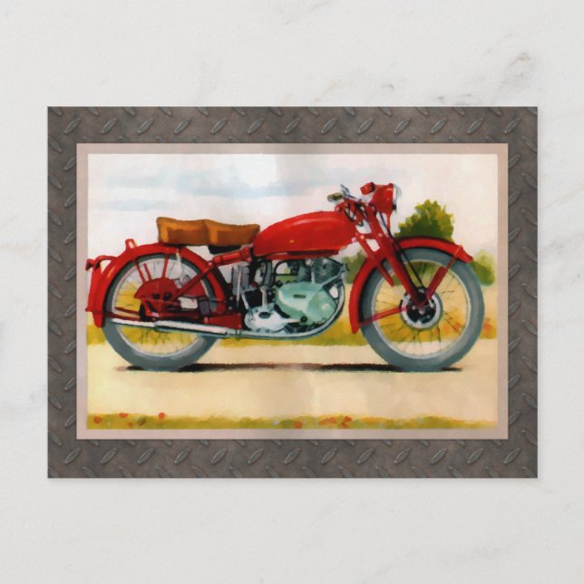 Carte Postale Moto Vintage Aquarelle (Devant)