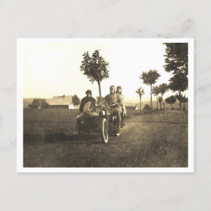 Carte Postale Moto vintage avec photo sidecar