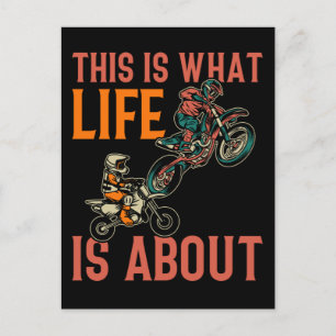 Carte Postale Motocross Papa Son Dirt Vélo Père et enfants