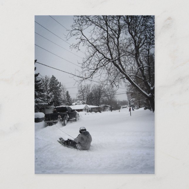 Carte Postale motoneige plaisir hiver (Devant)