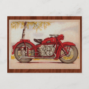 Carte Postale Motorcycle rouge vintage