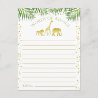 Mots de conseils pour la Baby Shower Safari Or