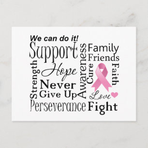 Carte Postale Mots favorables au cancer du sein